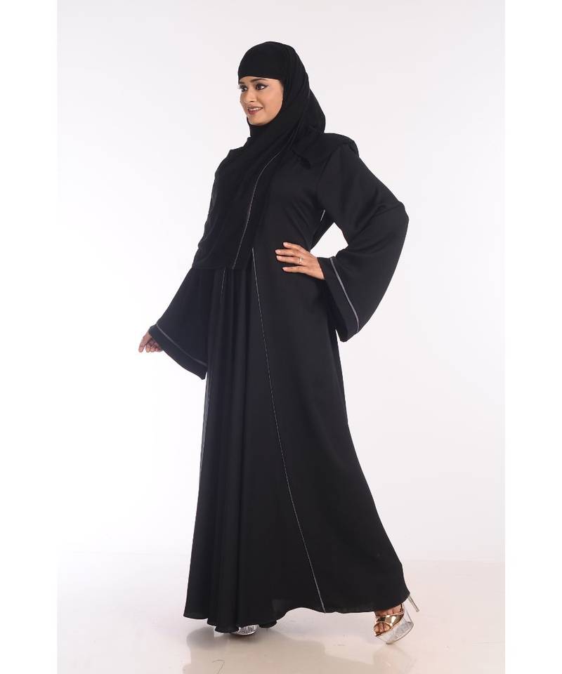 Black Nida Embroidered Zari Work Abaya
