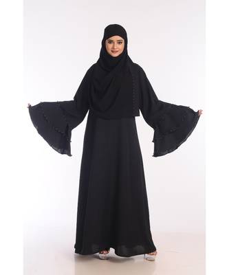 Black Nida Embroidered Zari Work Abaya 1