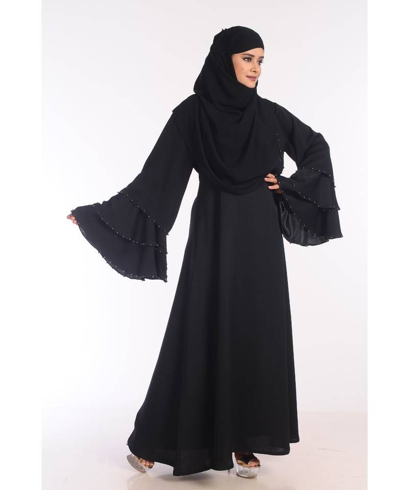 Black Nida Embroidered Zari Work Abaya