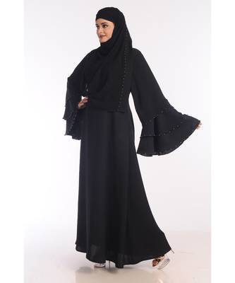 Black Nida Embroidered Zari Work Abaya 3