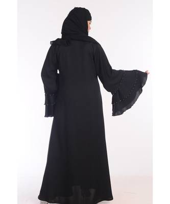Black Nida Embroidered Zari Work Abaya 4