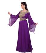 purple georgette embroidered zari work islamic kaftans