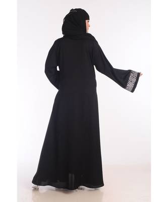 Black Nida Embroidered Zari Work Abaya 4