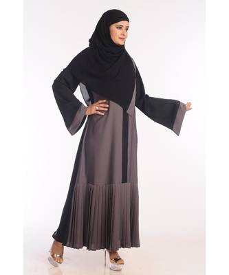 Multicolor Nida Embroidered Zari Work Abaya 2