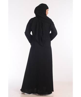 Black Nida Embroidered Zari Work Abaya 4