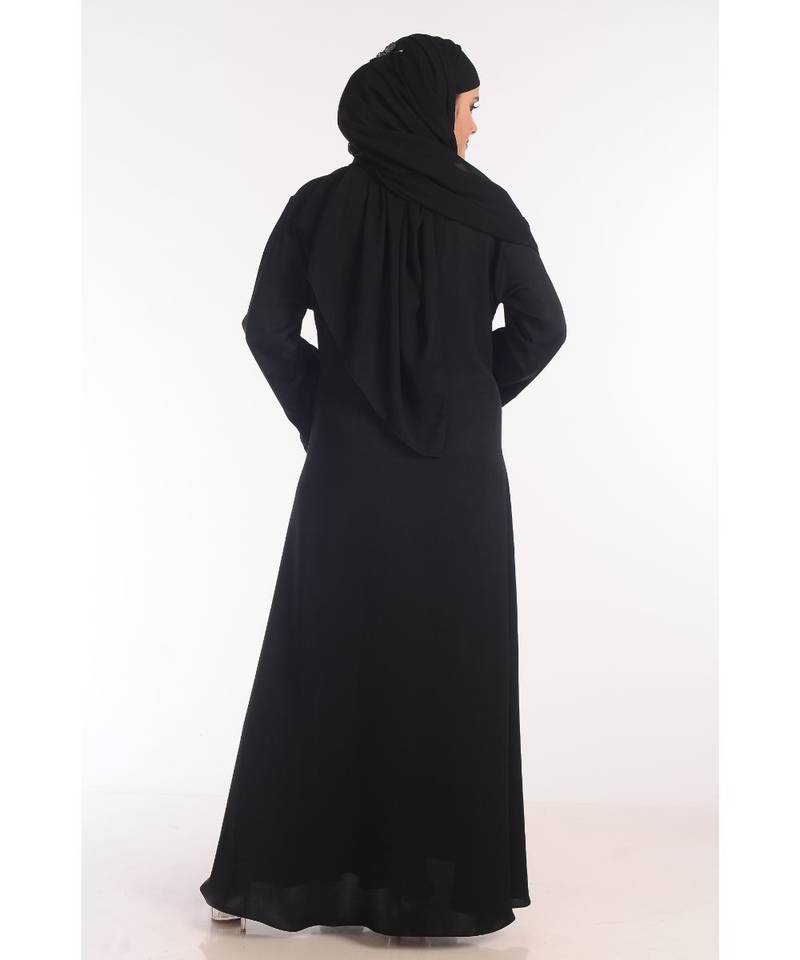 Black Nida Embroidered Zari Work Abaya