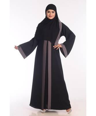 Multicolor Nida Embroidered Zari Work Abaya 1