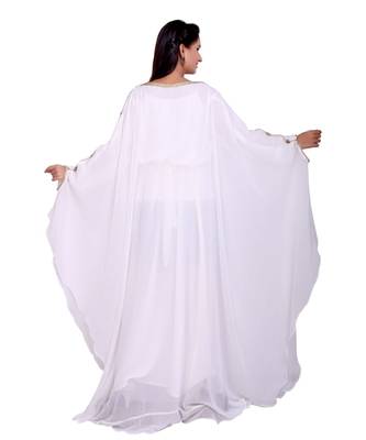 white georgette embroidered zari work islamic kaftans 4