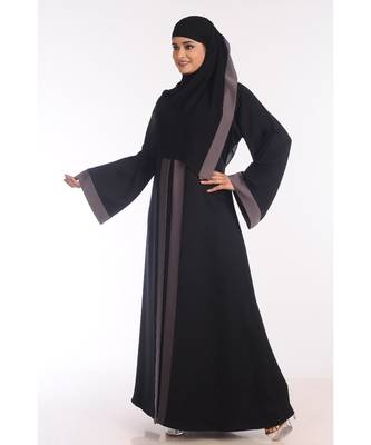 Multicolor Nida Embroidered Zari Work Abaya 2