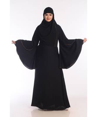 Black Nida Embroidered Zari Work Abaya 1