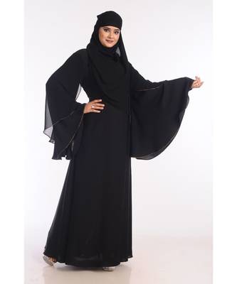 Black Nida Embroidered Zari Work Abaya 3