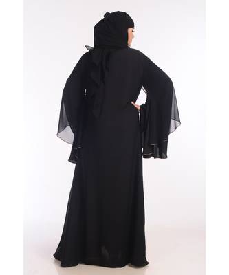 Black Nida Embroidered Zari Work Abaya 4