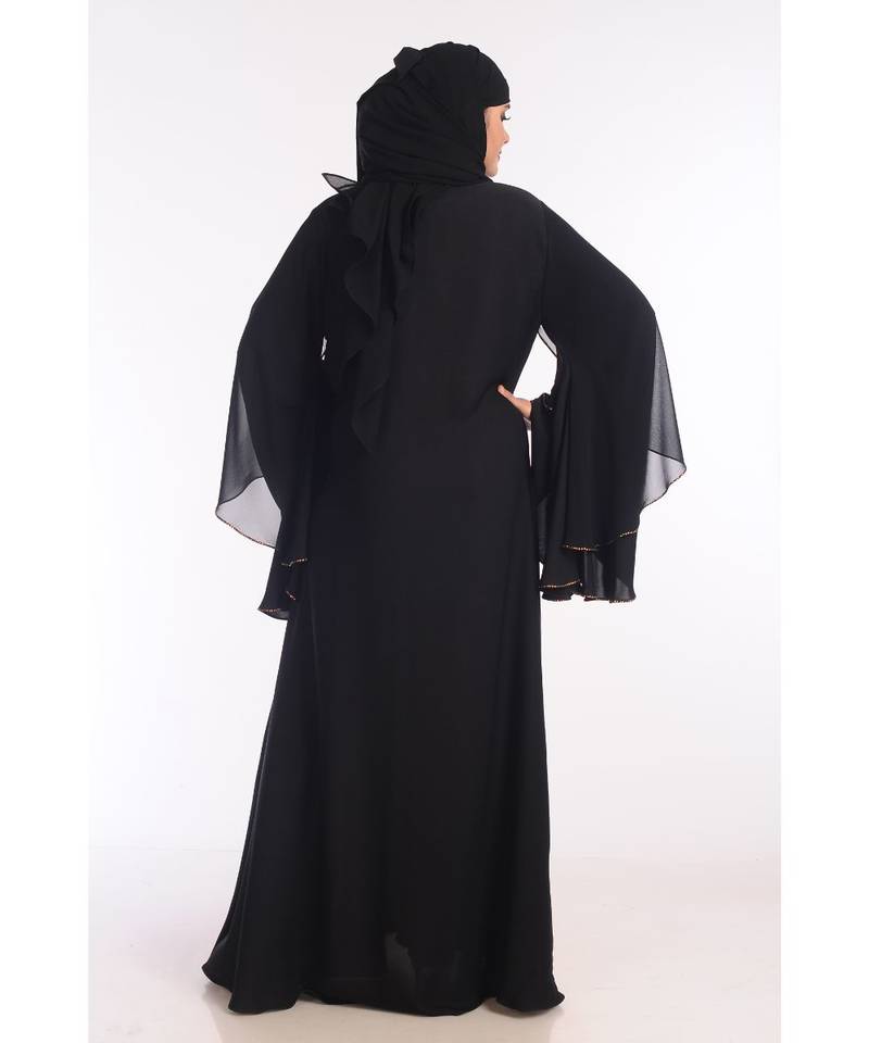 Black Nida Embroidered Zari Work Abaya