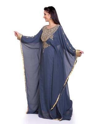grey georgette embroidered zari work islamic kaftans 1