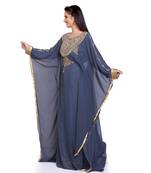 grey georgette embroidered zari work islamic kaftans