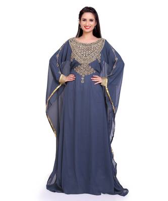 grey georgette embroidered zari work islamic kaftans 2