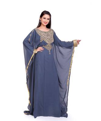 grey georgette embroidered zari work islamic kaftans 5
