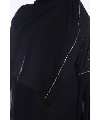 Black Nida Embroidered Zari Work Abaya 2