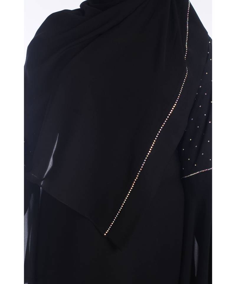 Black Nida Embroidered Zari Work Abaya