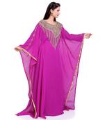 magenta georgette embroidered zari work islamic kaftans