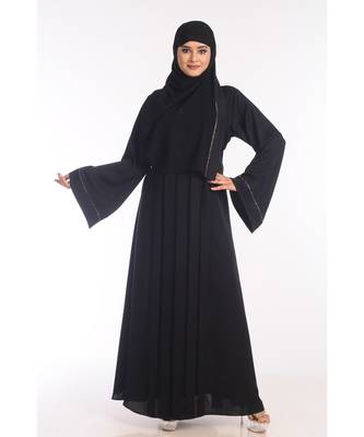 Black Nida Embroidered Zari Work Abaya 1