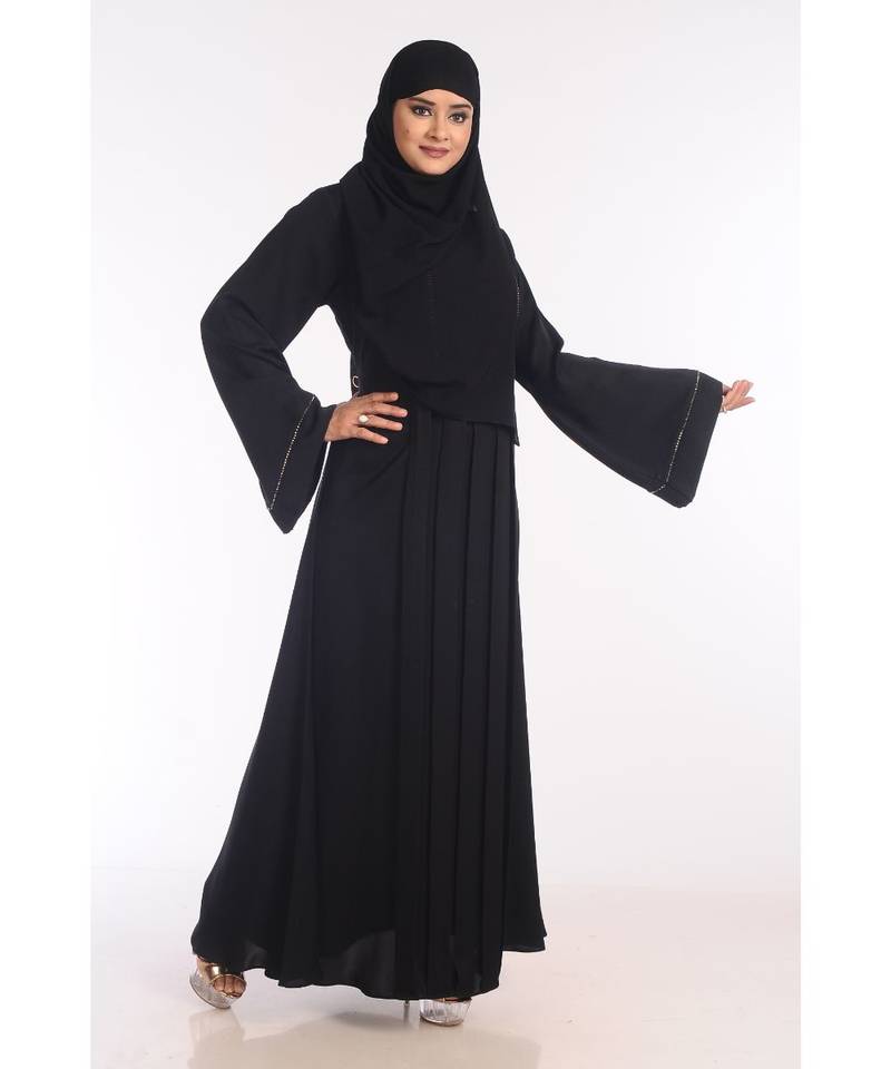 Black Nida Embroidered Zari Work Abaya