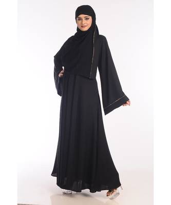 Black Nida Embroidered Zari Work Abaya 3