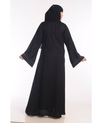 Black Nida Embroidered Zari Work Abaya 4