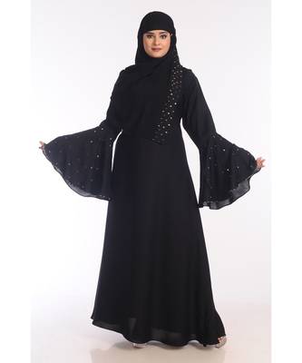 Multicolor Nida Embroidered Zari Work Abaya 1