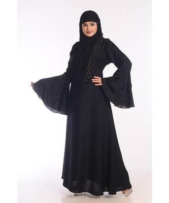 Multicolor Nida Embroidered Zari Work Abaya 2