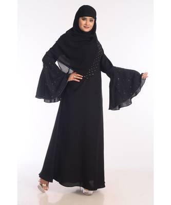 Multicolor Nida Embroidered Zari Work Abaya 3