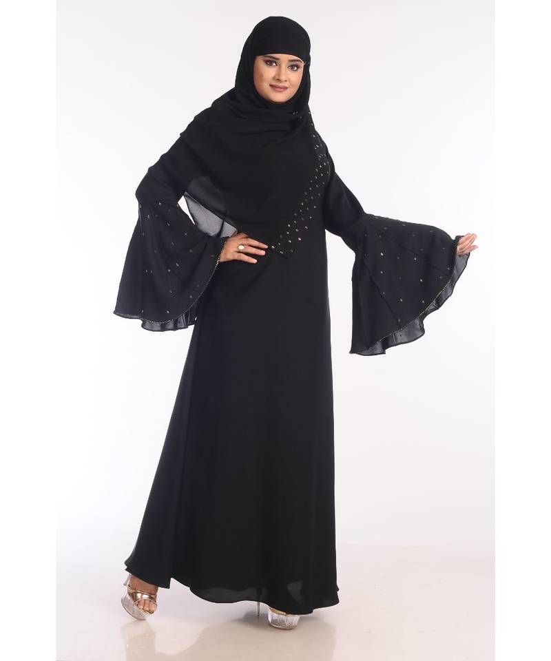 Multicolor Nida Embroidered Zari Work Abaya