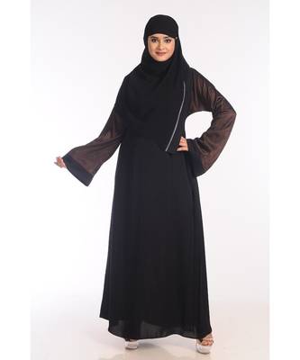 Black Nida Embroidered Zari Work Abaya 1