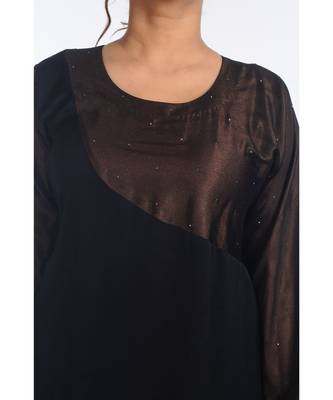 Black Nida Embroidered Zari Work Abaya 4