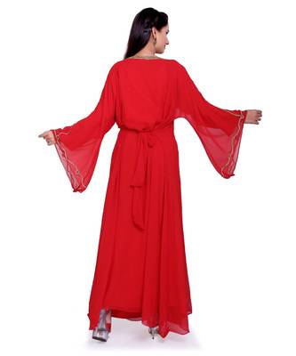 red georgette embroidered zari work islamic kaftans 5