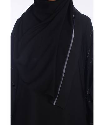 Black Nida Embroidered Zari Work Abaya 4