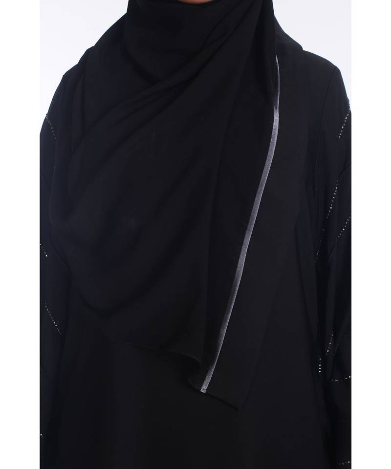 Black Nida Embroidered Zari Work Abaya