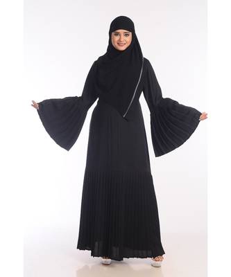 Black Nida Embroidered Zari Work Abaya 1