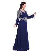 navy blue georgette embroidered zari work islamic kaftans
