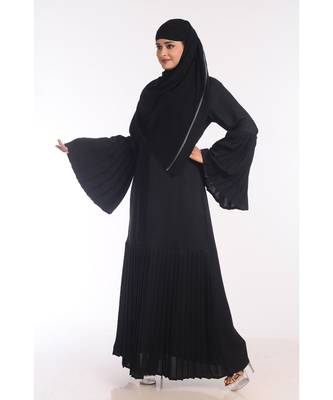 Black Nida Embroidered Zari Work Abaya 3