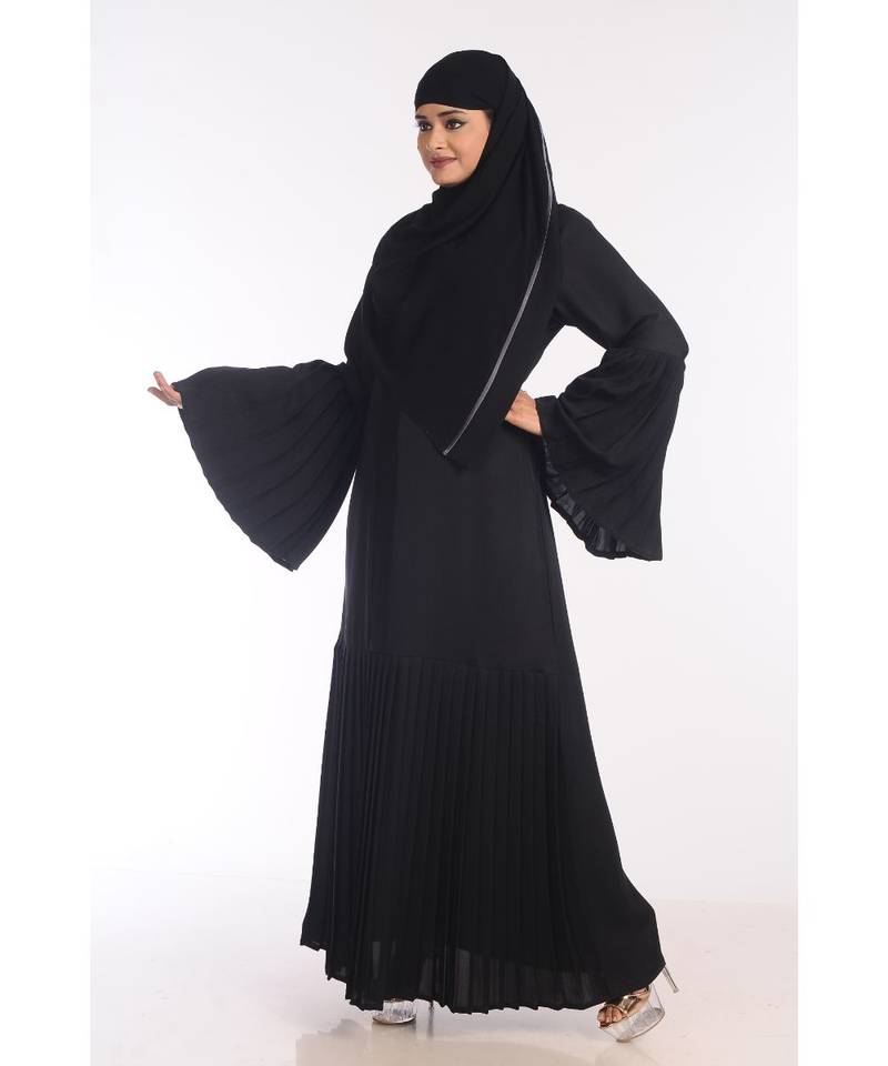 Black Nida Embroidered Zari Work Abaya