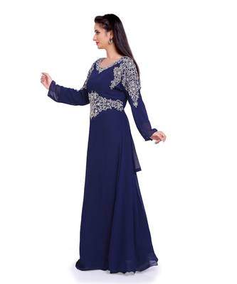 navy blue georgette embroidered zari work islamic kaftans 2