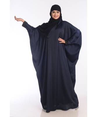 Navy Blue Nida Embroidered Zari Work Abaya 1