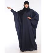 Navy Blue Nida Embroidered Zari Work Abaya