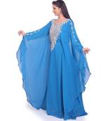 turquoise georgette embroidered zari work islamic kaftans