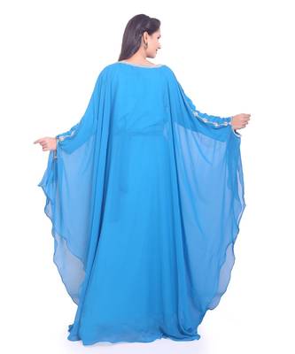 turquoise georgette embroidered zari work islamic kaftans 4