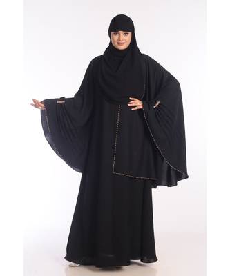 Black Nida Embroidered Zari Work Abaya 1