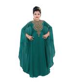 sea green georgette embroidered zari work kids kaftans