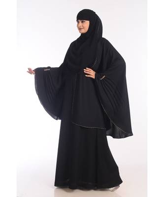 Black Nida Embroidered Zari Work Abaya 2