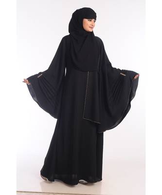 Black Nida Embroidered Zari Work Abaya 3